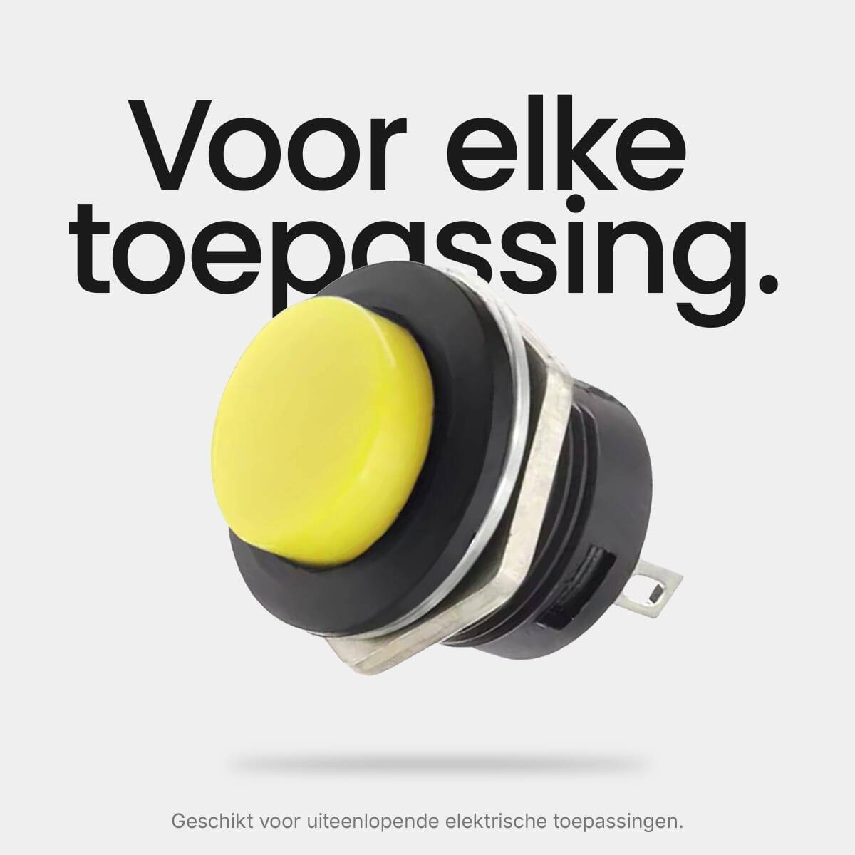 ProRide Drukknop Pulsschakelaar R13-507 - 16mm Inbouw - 250V/3A - Normally Open - Geel-2