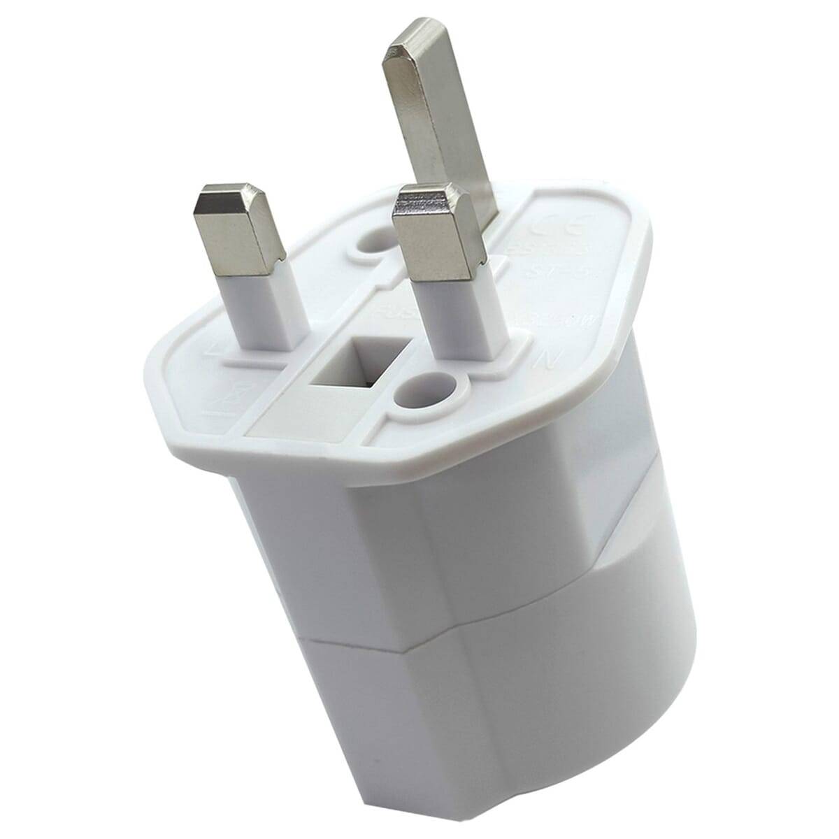 Reisstekker EU-Engeland/Ierland - Type C/E/F naar G - Geaard - 2.5A - 600W - Wit-0