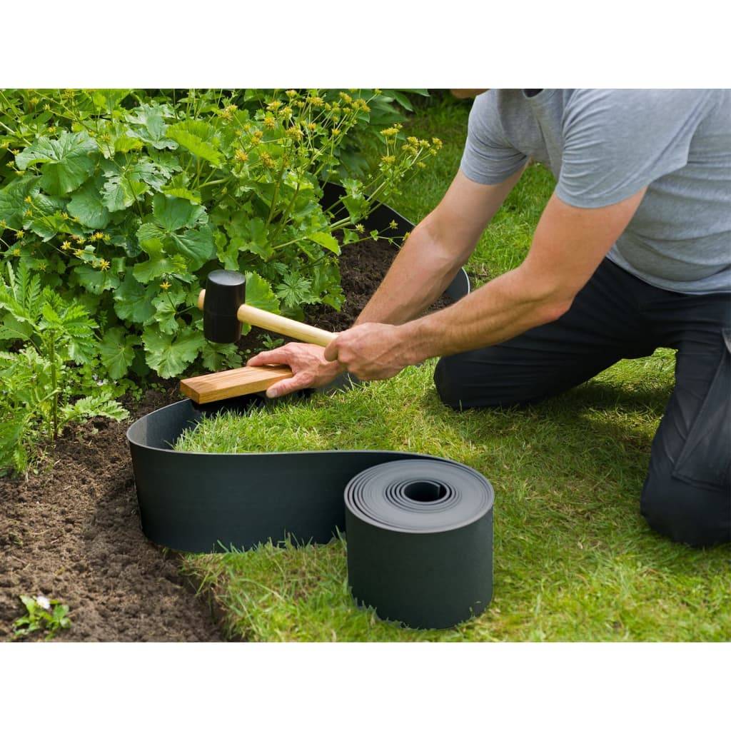 NATURE Zwarte PE Tuinrand - 7,5 cm x 10 m - 3 mm Dikte-3