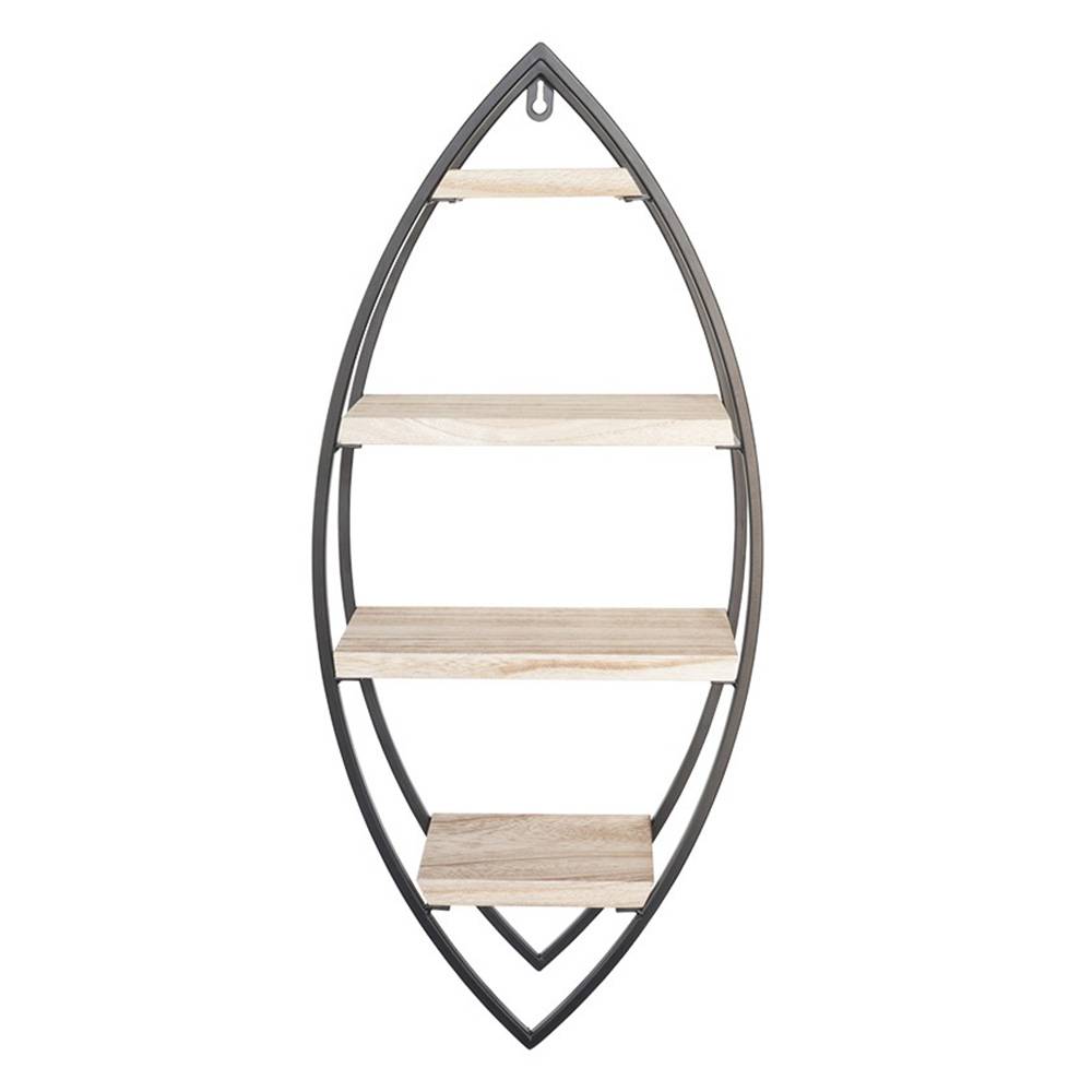 Wandrek ovaal met 4 houten plankjes - 36x80cm-4