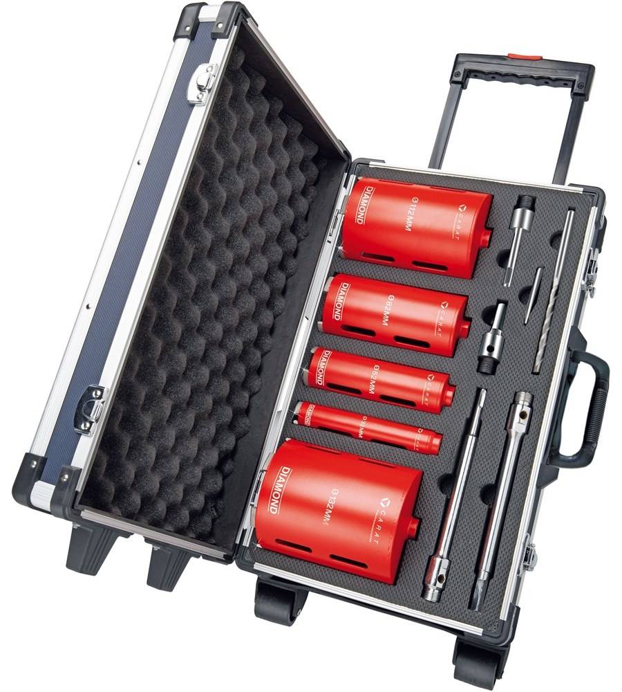 Carat Droogboorset Ø32-52-82-112-132 met Adapters en Koffer - HTESET0000-0
