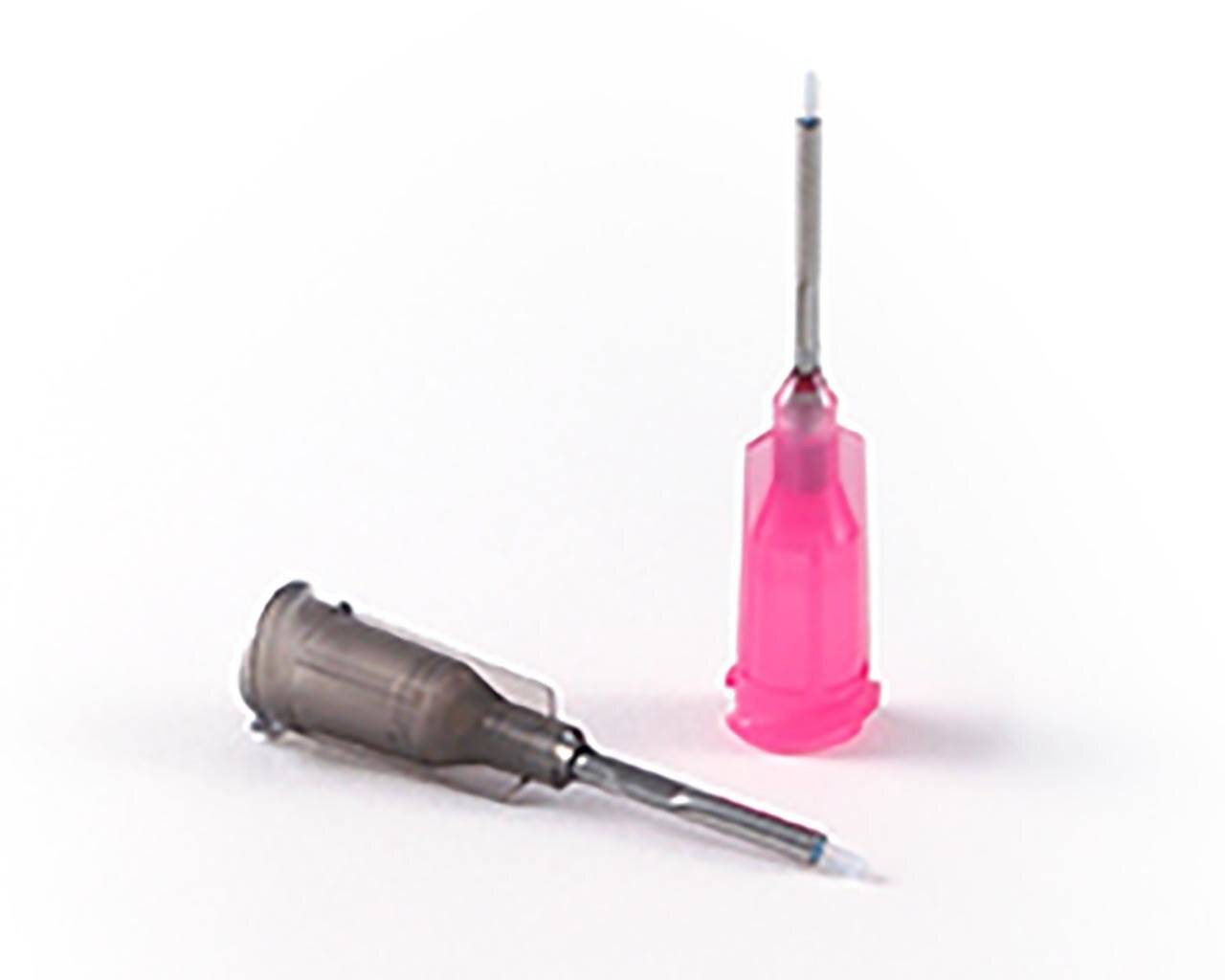 Doseernaald 0,5", recht, gauge 25, PTFE gecoat, roze, rechte puntvorm-0