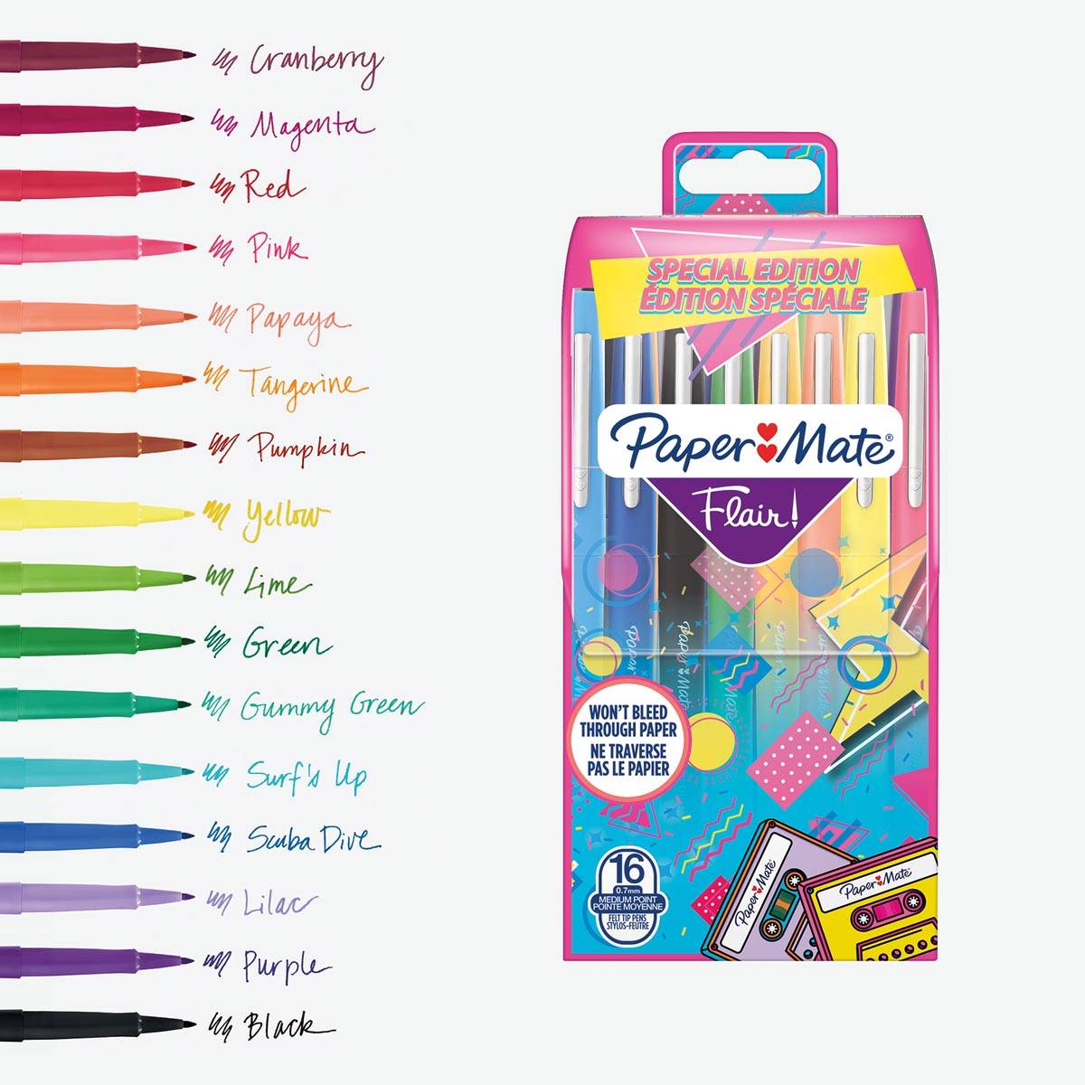 Fineliner papermate flair retro m 16st assorti | Pak a 16 stuk-1