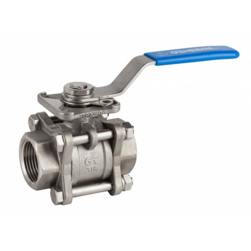 Genebre - kogelkraan - RVS 316 2 1/2" - type 2027V - 2 x BSP bi.dr. - industrie uitvoering - gereduceerde doorlaat - PN-0