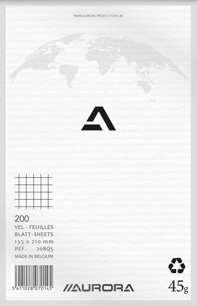 Aurora 5411028070145 Aurora - Kladblok 135x210mm ruit 5x5mm 200 vel 45gr-0