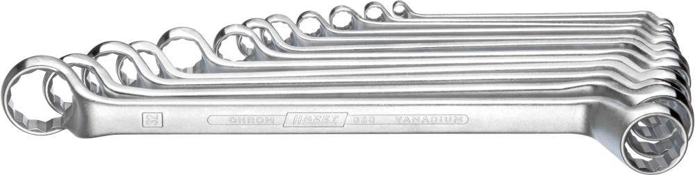 Dubbele-ringsleutel-set 630/12 12-delig sleutelwijdte 6-32 mm diep gebogen HAZET