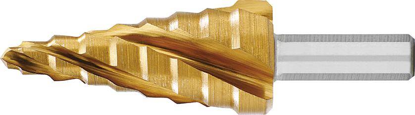 Getrapte boor HSS TiN 4-voudige spiraalgroef 4-20mm EXACT-0