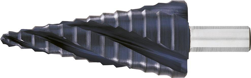 Getrapte boor HSS TiAlN 4-voudige spiraalgroef 4-20mm EXACT-0