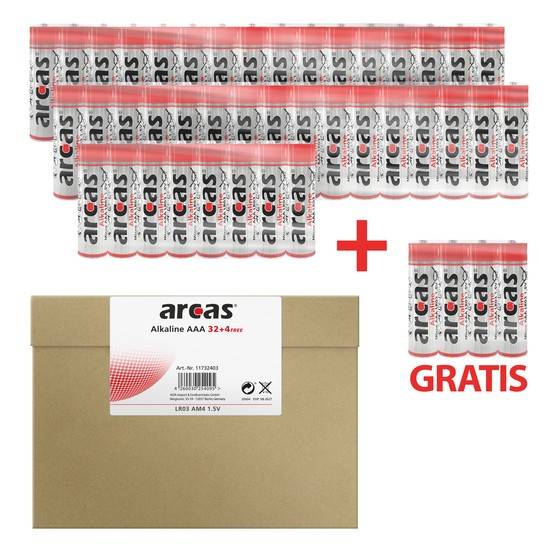 Sparpack 32+4vrij Arcas Alkaline LR03 Micro AAA 1.5V-0