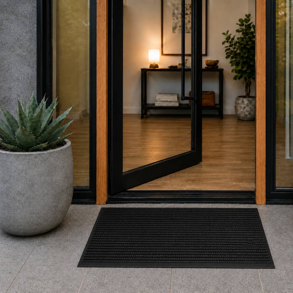 Deurmat Buiten 61.5 x 91.5 cm - Borstelmat - Rubber - Zwart-0