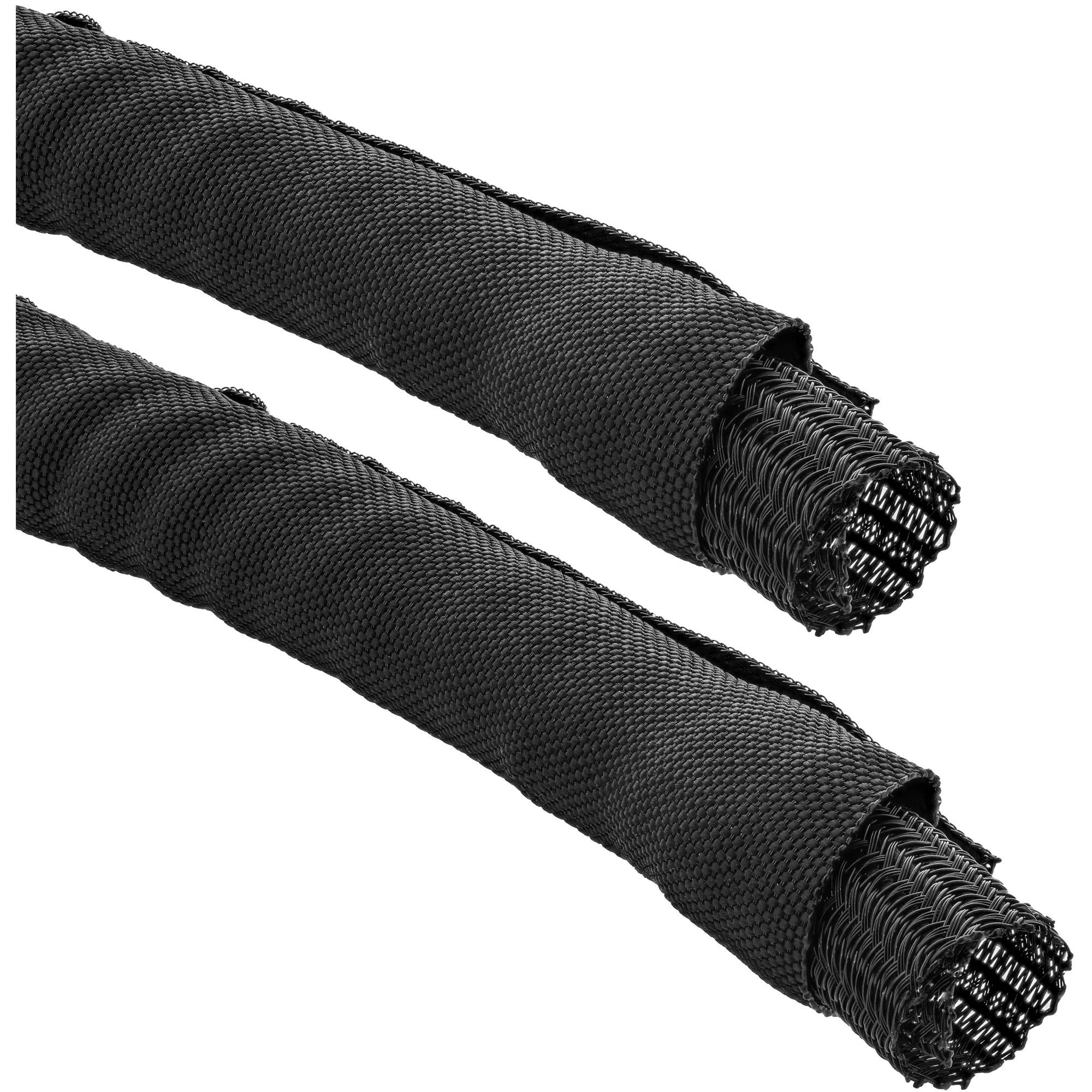 Polyester kabelsleeve zelfsluitend met mantel - 25mm / zwart - 2 meter-0