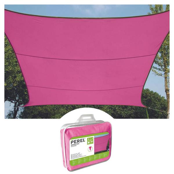 Perel Schaduwdoek, waterafstotend, 3.6 x 3.6 m, 160 g/m², polyester, vierkant, fuchsia