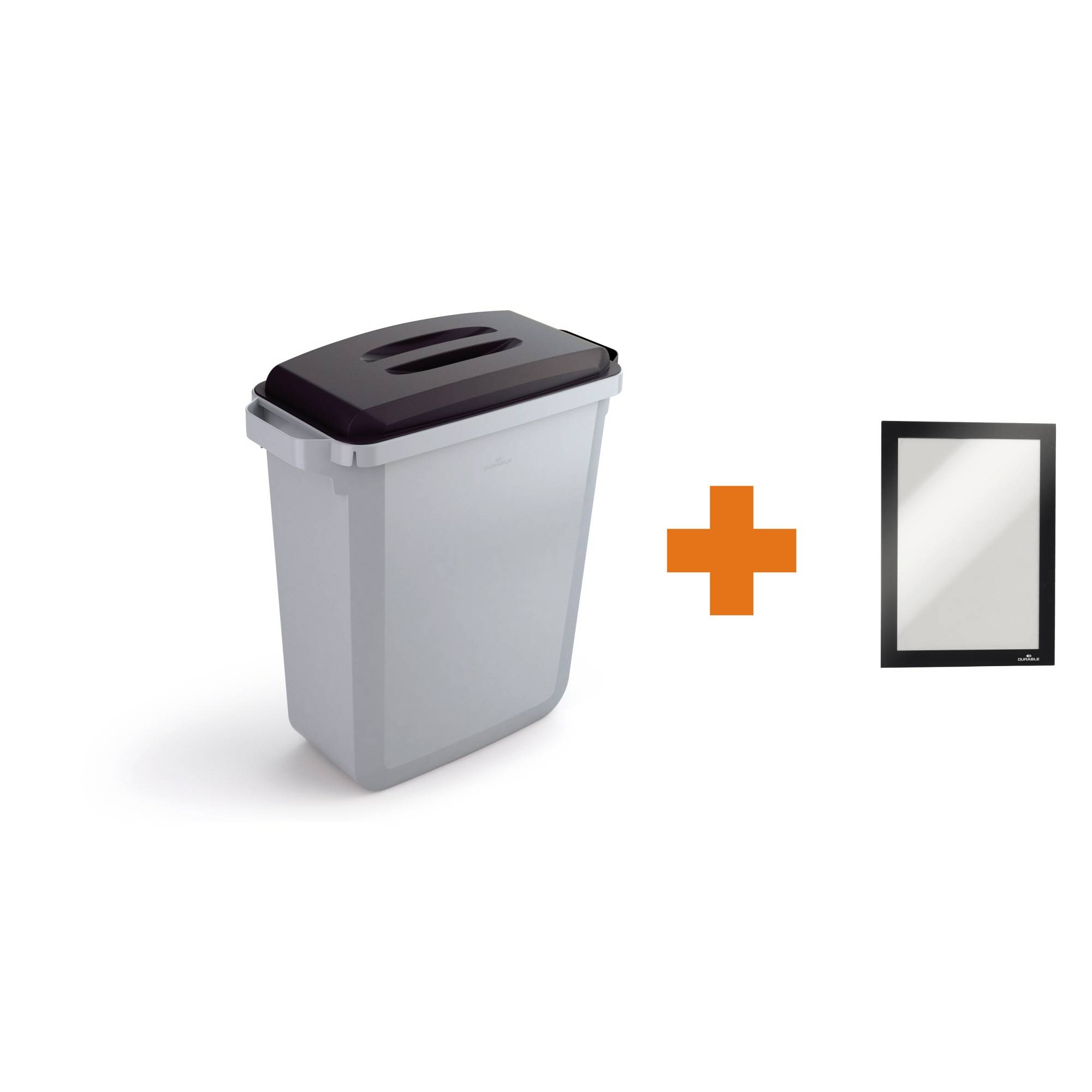 DURABLE afvalbak DURABIN 60l deksel zwart + DURAFRAME A5-0