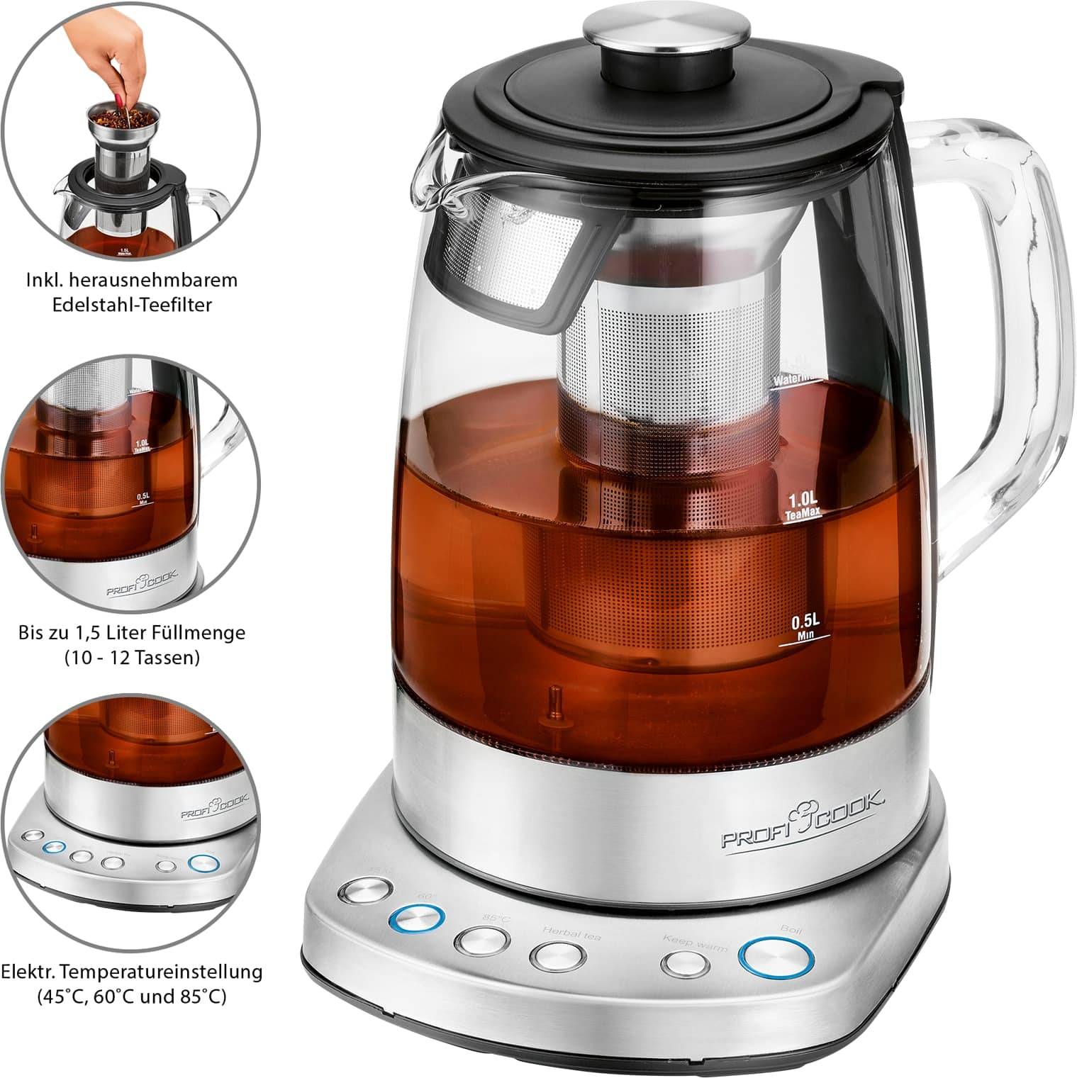 Symboolafbeelding voor Profi Cook PC-WKS 1167 G Theekoker RVS, Glas