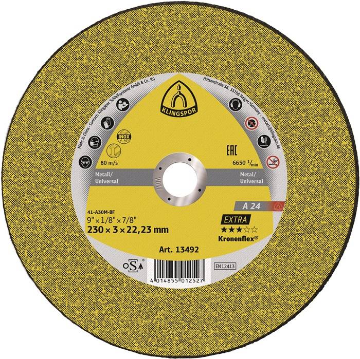 Klingspor A 24 Extra 13490 Doorslijpschijf recht 180 mm 25 stuk(s) Staal