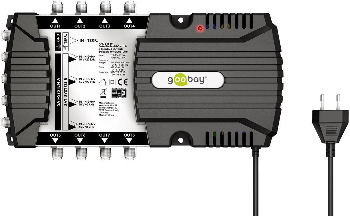 GOOBAY GOOBAY-64880 Multiswitch; zilver,grijs; 950Hz÷2,15GHz; Ing: F aansluiting x9 - 1 stuk-1