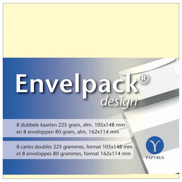 Dubbele kaart papyrus envelpack c6 114x162mm ivoor | Omdoos a 10 pak x 8 set-1