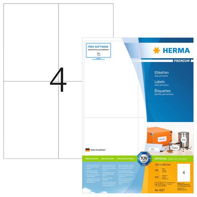 HERMA etiketten premium A4 wit 105x148 mm papier 800 stuks.-9