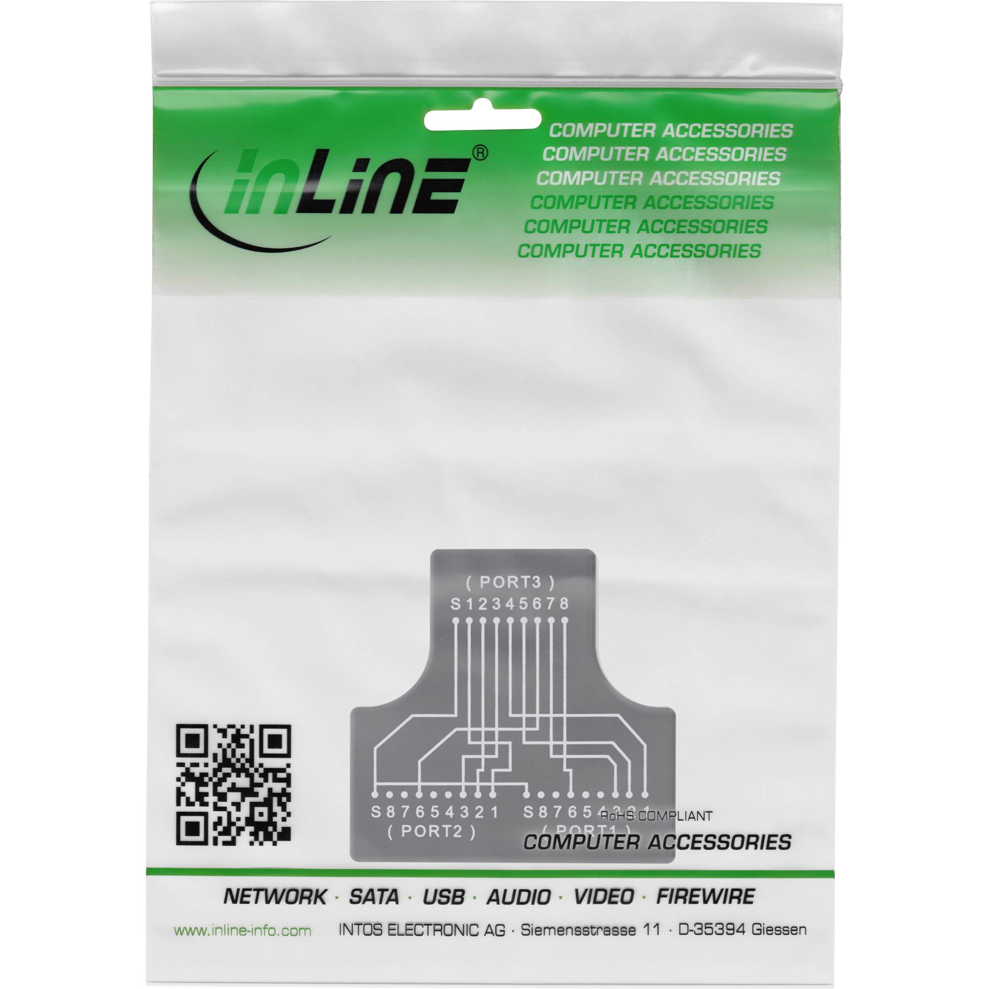 InLine® Cat.5e STP T-adapter (poortverdubbelaar),RJ45 female naar 2x RJ45 female-2