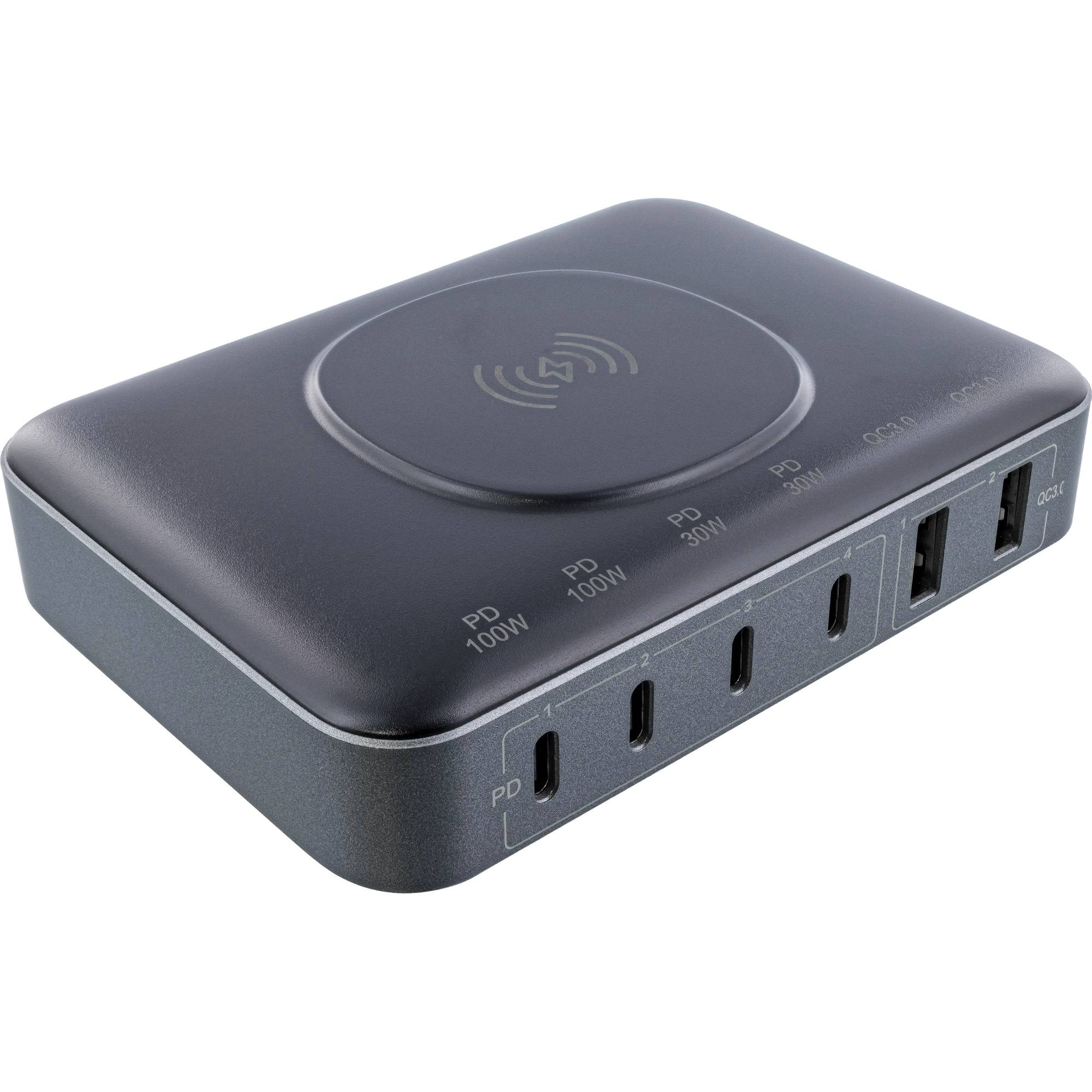 InLine multiport USB powerstation | Qi + 4x USB-C PD + 2x USB-A QC | 100W-0