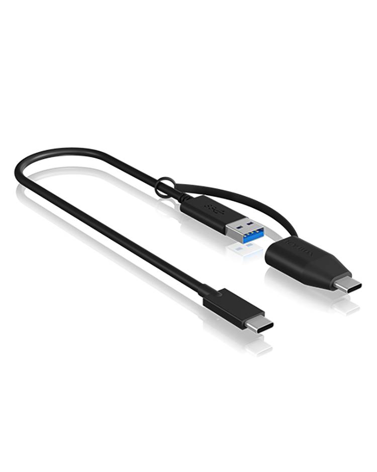 ICY BOX USB-kabel USB 3.2 Gen2 USB-C stekker, USB-A stekker 35 cm Zwart 60836-5