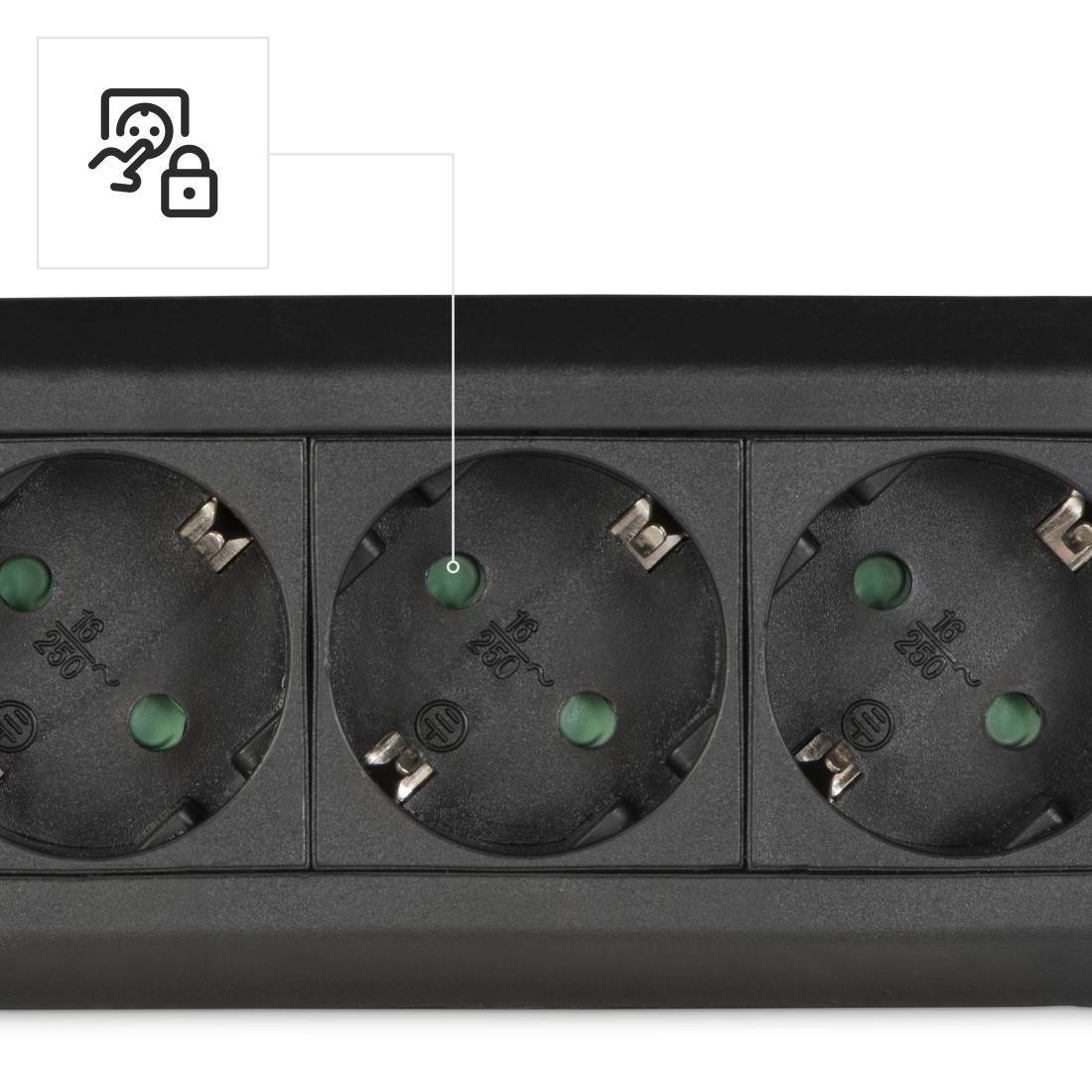 Hama Stekkerdoos 6-voudig Schakelaar Wandmontage 1,5 M Zwart-3