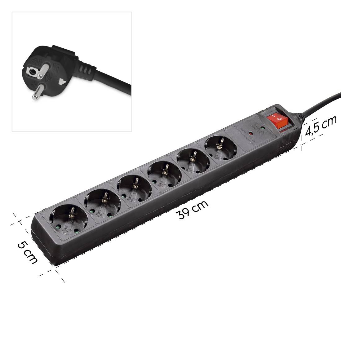 Hama Intelligente Stekkerdoos - 6 AC Aansluitingen - 1,4 m - 3680 W-2