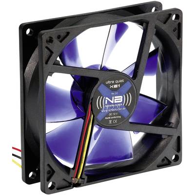 NoiseBlocker BlackSilent XE1 PC-ventilator Zwart, Blauw (transparant) (b x h x d) 92 x 92 x 25 mm 