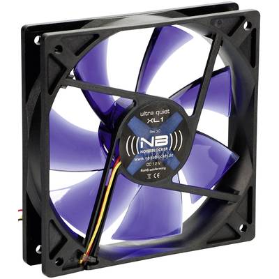 NoiseBlocker BlackSilent XL1 PC-ventilator Zwart, Blauw (transparant) (b x h x d) 120 x 120 x 25 mm 