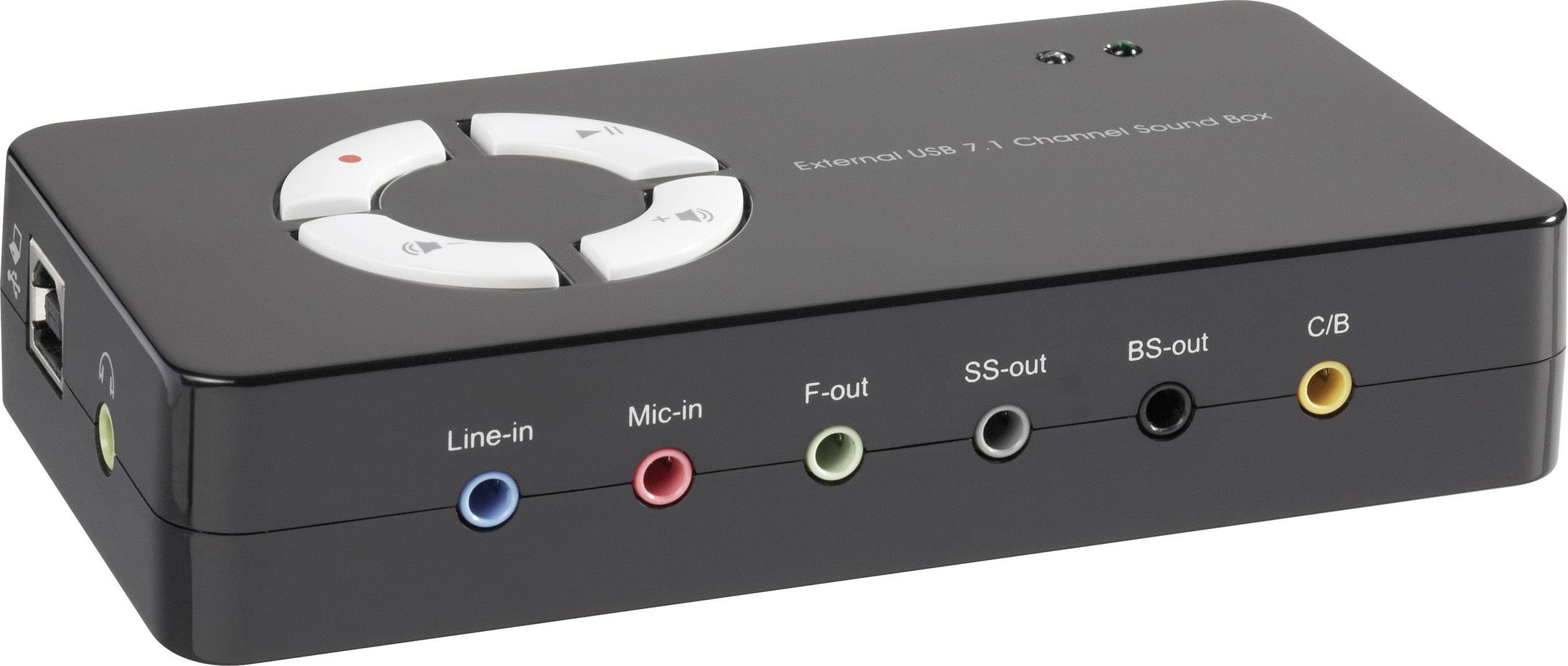 7.1 Externe geluidskaart USBSoundbox 7.1 Digitale uitgang, Externe koptelefoonaansluitingen