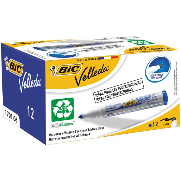 BIC Whiteboard Velleda Ecolutions 1701 - 12 PC (S) - Blauw - Polyvinylchloride (PVC) - 1,5 mm-0