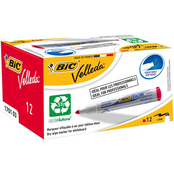 BIC B whiteboard marker vell 1701 1-5 mm rode doos 12 pc's. 701030-0