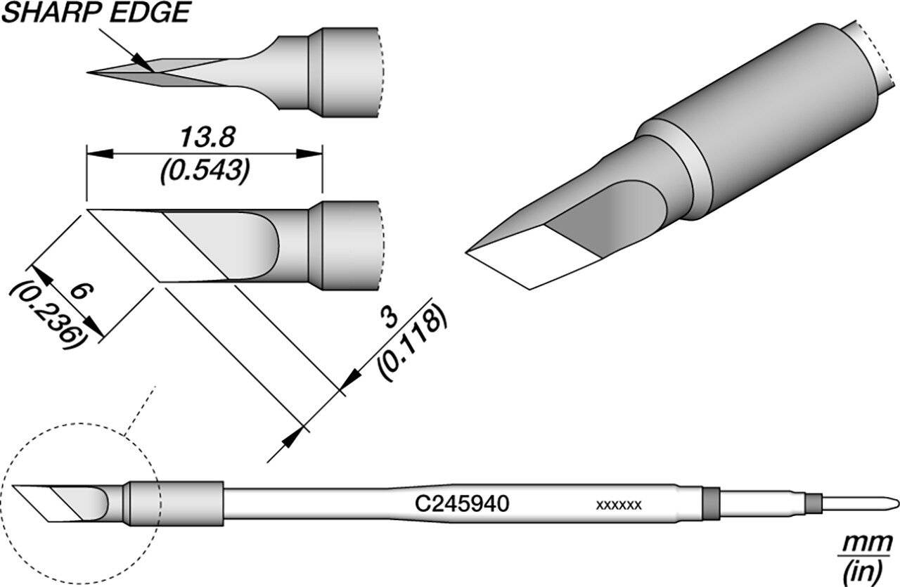 Soldeerstift mesvormig, 6x 0,1 mm, C245940-0