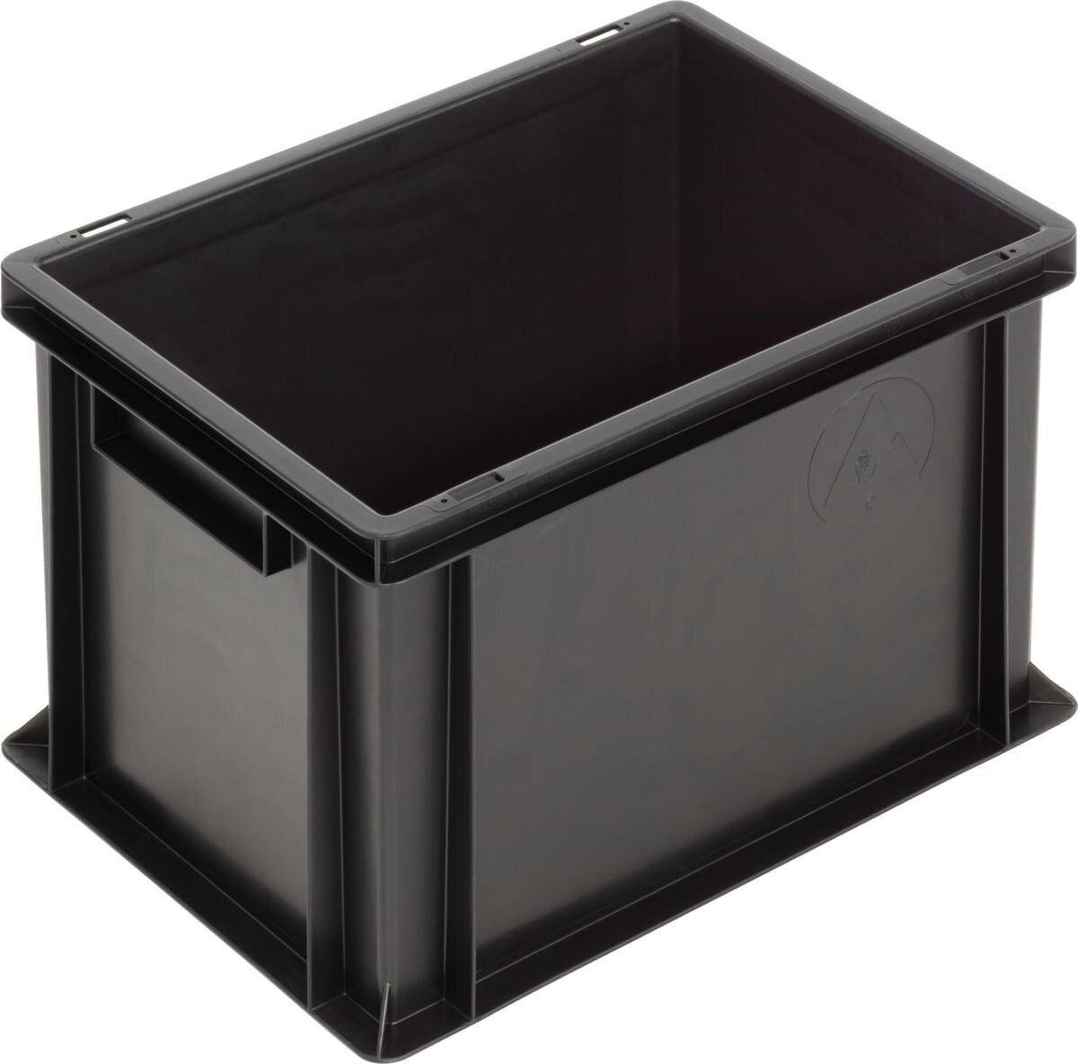 ESD-container New Box NB MC, greeplijsten, zwart, 400 x 300 x 270 mm-0