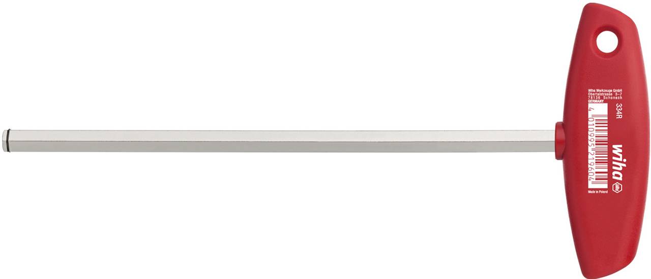 Wiha 334R SW 10,0x200 Werkplaats Inbusschroevendraaier Sleutelbreedte (metrisch): 10 mm Koplengte: 200 mm Afmeting, lengte: 238 mm