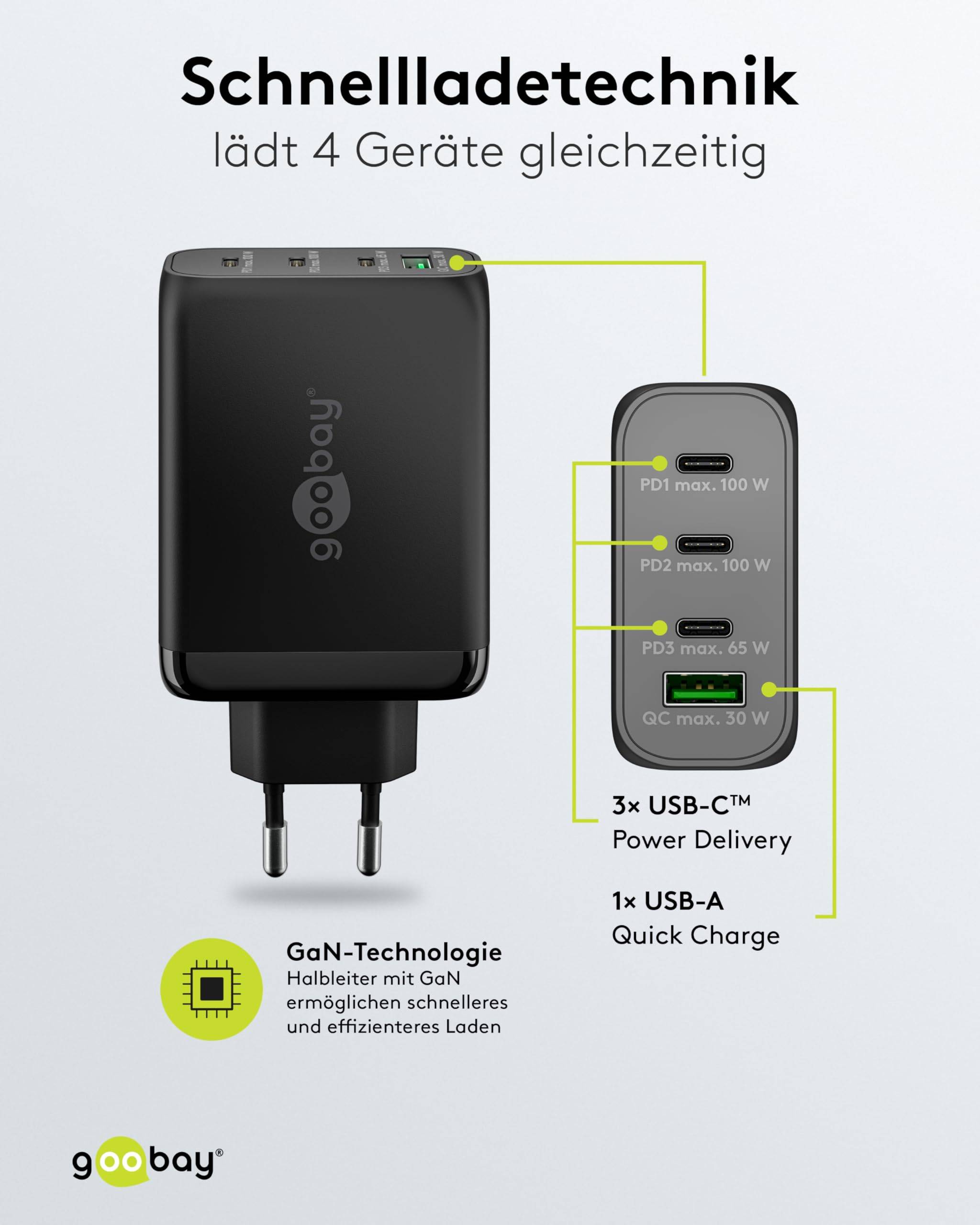 Goobay thuislader met 3x USB-C PD en 1x USB-A QC - GaN - 100W / zwart-3