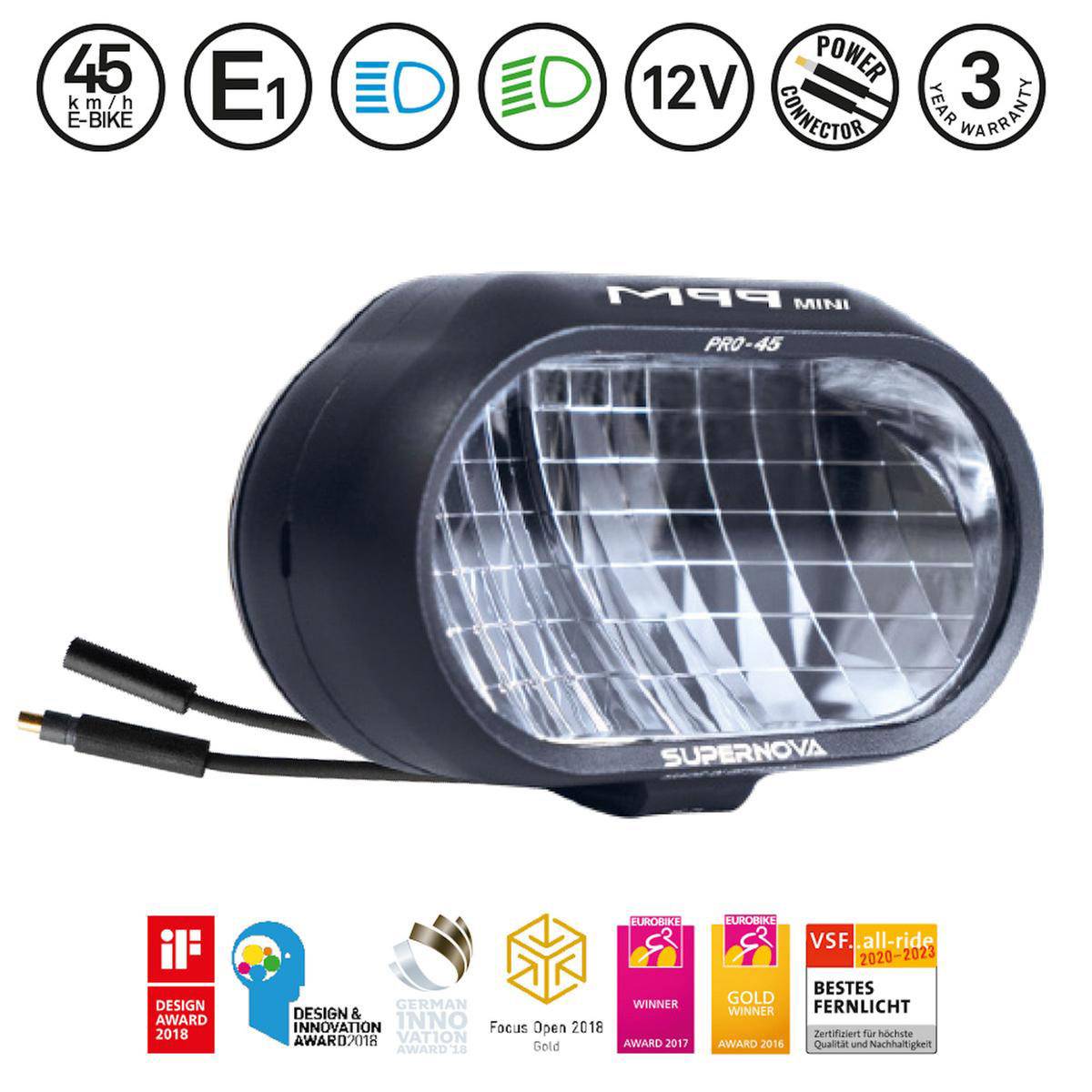 Supernova SUPERNOVA M99 Mini 45 Koplamp voor e-bike, E1 42602247912694260224791269-0