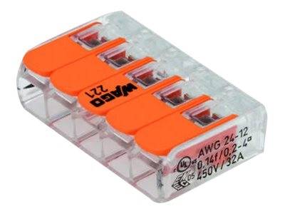 Lasklem Wago 221 Compact, Kleurloos 5 Gats-1