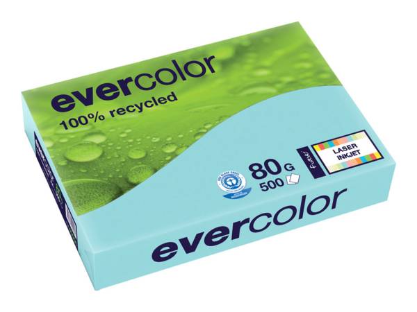 Clairefontaine Evercolor, gekleurd gerecycleerd papier, A4, 80 g, 500 vel, helblauw