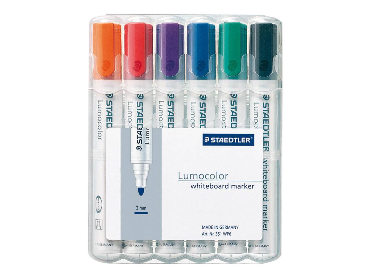 Viltstift Staedtler Lumocolor 351 whiteboard set à 6 stuks assorti-0