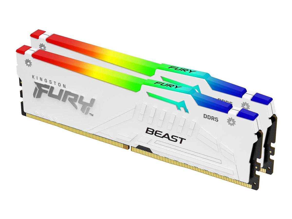 Kingston Technology FURY Beast 32GB 5200MT/s DDR5 CL36 DIMM (Kit van 2) White RGB EXPO. Component voor: PC, Intern geheu-1