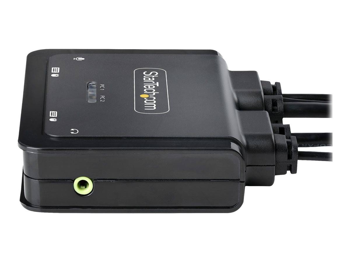 2-Port Hybride USB-C DisplayPort Kabel KVM Switch, 4K 60Hz, Compacte KVM met 1.8m USB-A & 1.2m USB-C Host Kabels, Bus Po-1
