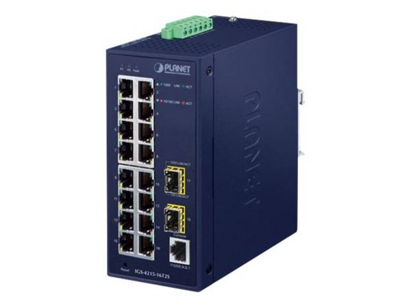 PLANET Industriële 16-poorts beheerde switch IGS-4215-16T2S