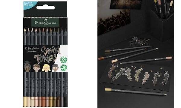 FABER-CASTELL Kleurpotloden Black Edition Huidtinten 12er-2