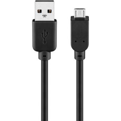 Goobay USB-kabel USB 2.0 USB-A stekker, USB-micro-B bus 1 m Zwart Aluminium-stekker, Afgeschermd (dubbel), Rond, Flexibe