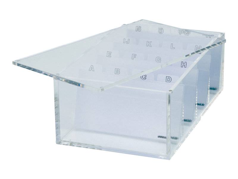Maul 4002390047111 Maul - visitekaartbox acryl met deksel incl. index 11.4x19x7.2cm-0