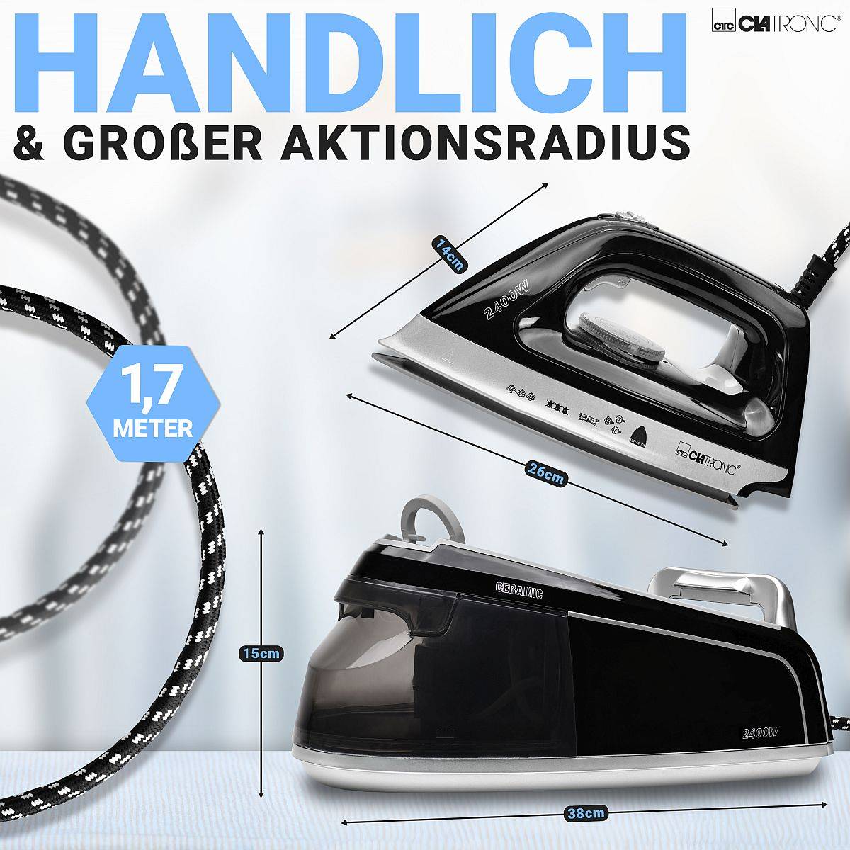 Clatronic DBS 3749 263999 Stoomstrijkstation 2400 W Zwart-4
