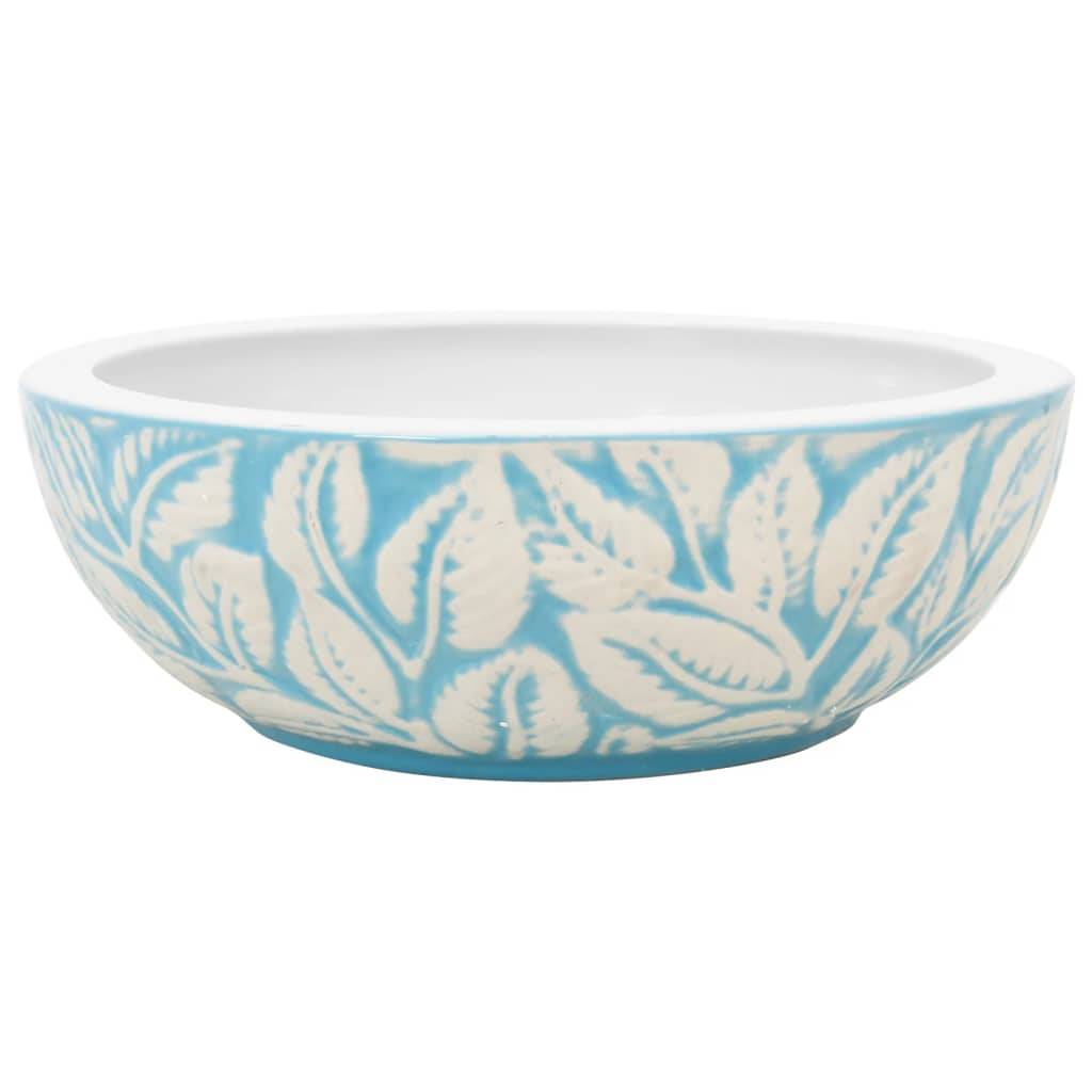Vidaxl opzetwasbak rond φ41x14 cm keramiek wit en blauw 87210121187138721012118713