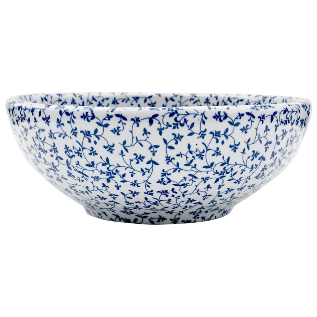 Vidaxl opzetwasbak rond φ41x14 cm keramiek wit en blauw 87210121185918721012118591