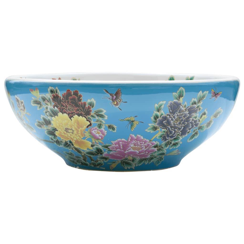 vidaXL - Opzetwasbak - rond - Φ41x14 - cm - keramiek - meerkleurig-0
